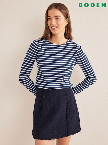 Boden Blue 100% Cotton Long Sleeve Breton Top (736276) | AED81
