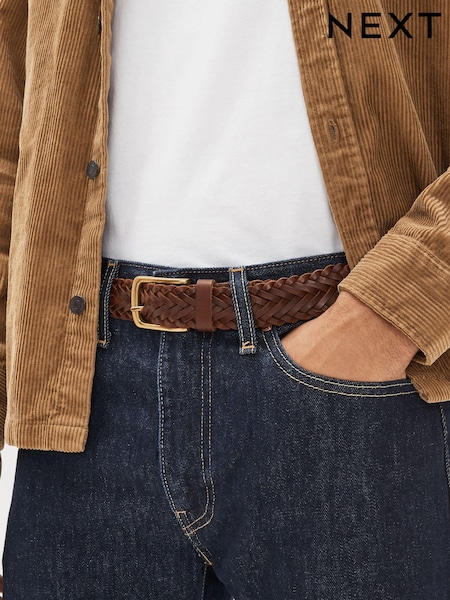 Dark Brown Weave Leather Belt (739256) | €14