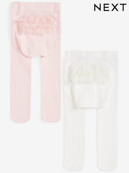 לבן/ורוד - Tights Baby 2 Pack (0mths-2yrs) (739587) | ‏42‏₪