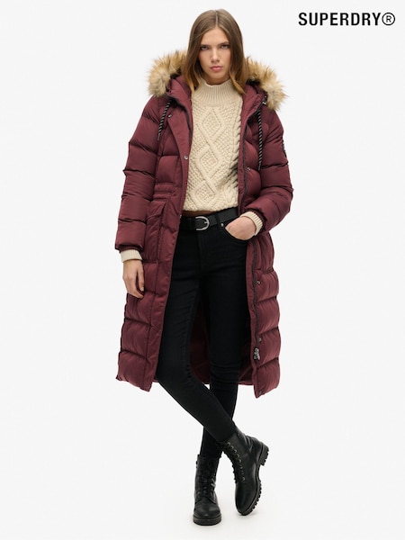 Clay Burgundy - Jachetă cu paragate Superdry Everest din blană artificială (740038) | 748 LEI