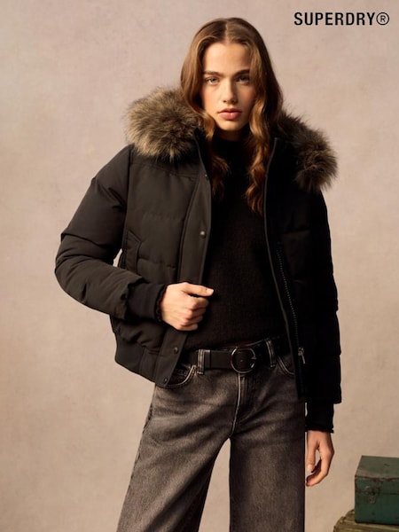 Superdry Black Everest Hooded Bomber Jacket (740061) | 78,490 Ft