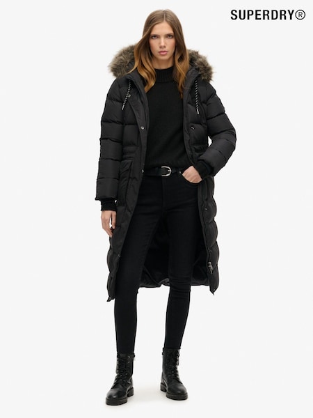 Superdry Black Everest Faux Fur Longline Jacket (740169) | €242