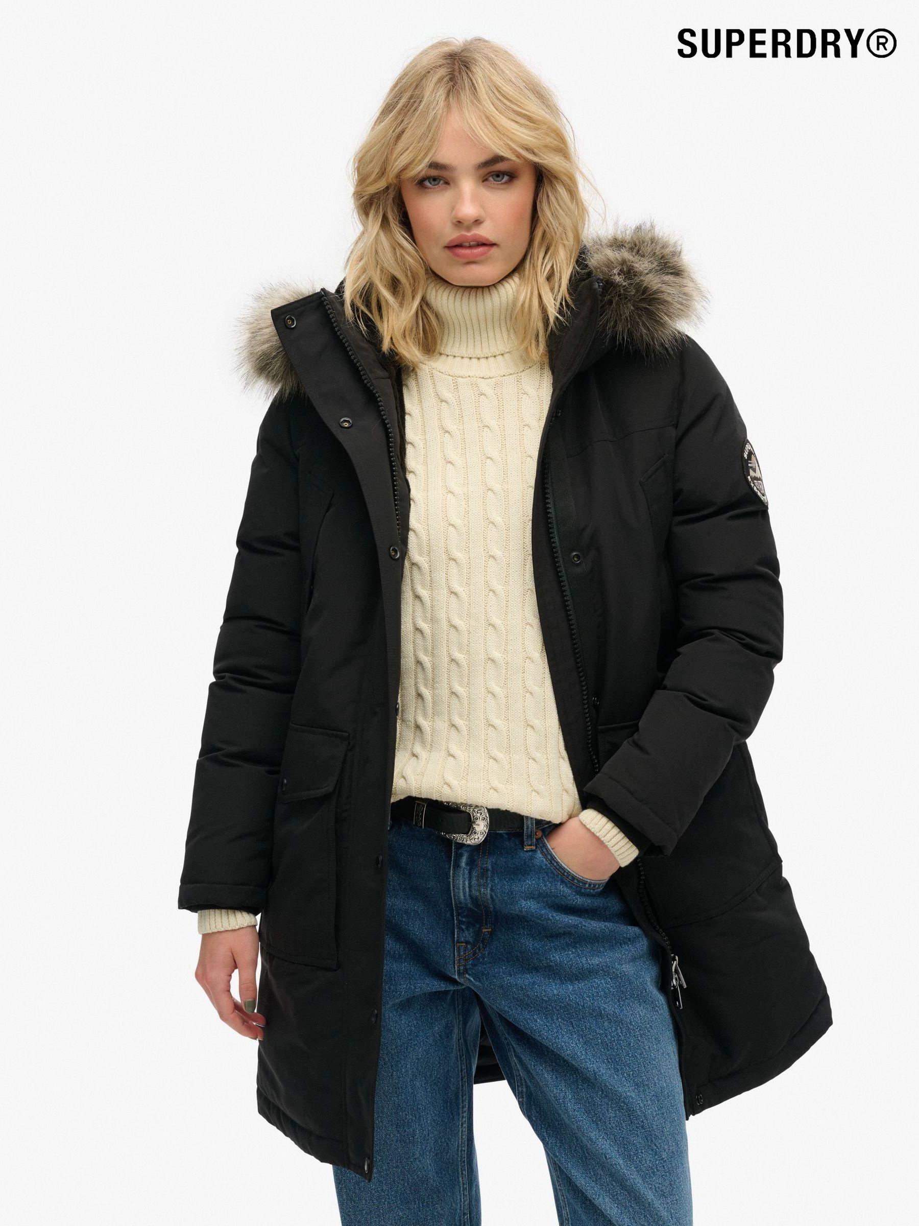 Womens grey superdry coat outlet