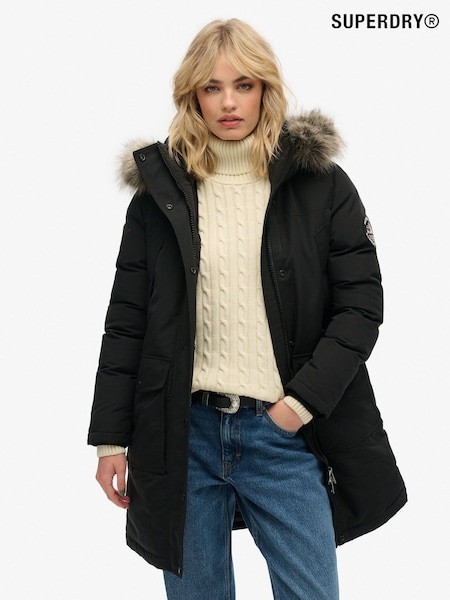 Negru - Jachetă parka cu blană artificială Everest Superdry (740277) | 580 LEI
