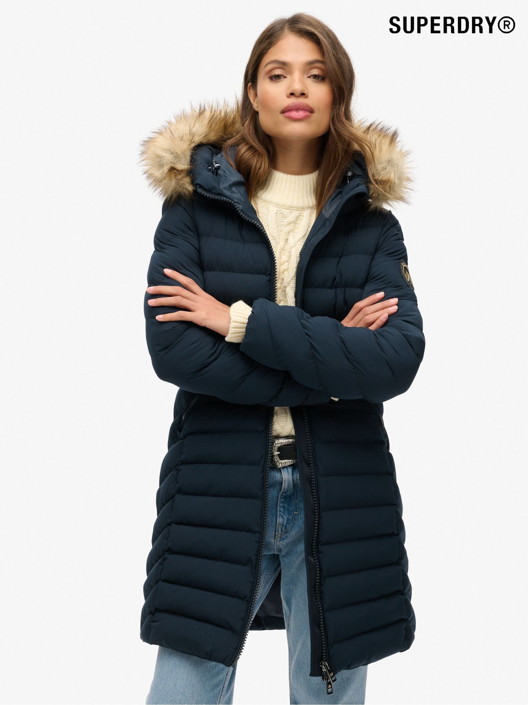 Superdry ladies parka coat on sale