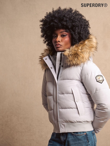 Moonlight Gray - Superdry Everest Cu glugă Bomber Jachetă (740363) | 584 LEI
