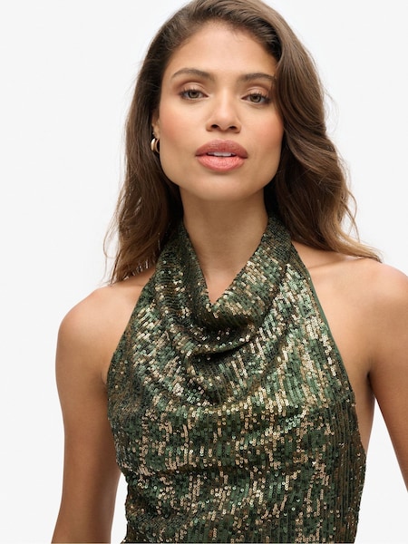 Superdry Green Cowl Halter Neck Sequin Blouses (740453) | €0