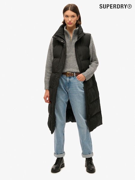 Superdry Black Longline Puffer Gilet (740508) | €178