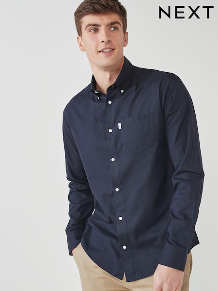 Navy Blue Regular Fit Easy Iron Button Down Oxford Shirt (740634) | AED67