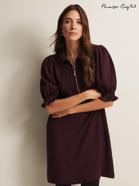 Phase Eight Red Candice Burgundy Zip Mini Dress (740781) | €56