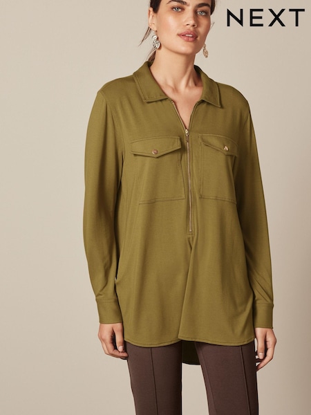 Khaki Green Zip Utility Tunic (741094) | €14