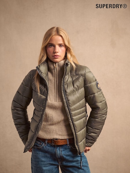 Superdry Dusty Olive Green Fuji Quilt Padded Jacket (741329) | €152