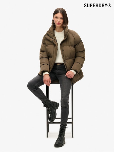 Superdry Warm Brown Mid Length Puffer Jacket (741449) | €174
