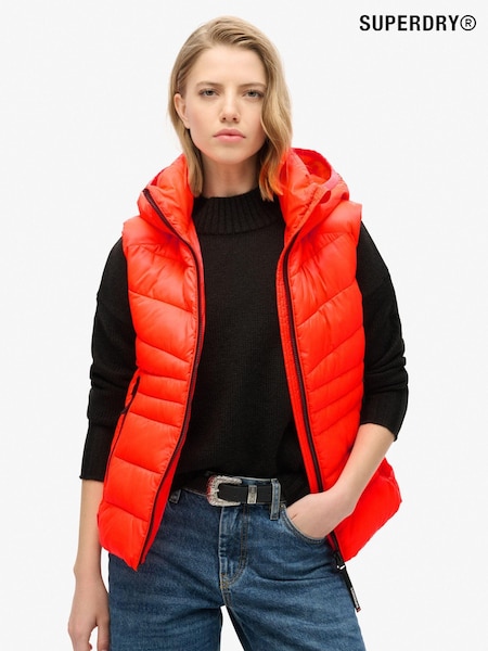 Вулканический коралл - Superdry Hooded Fuji Quilt Padded Gilet Jacket (741837) | €129