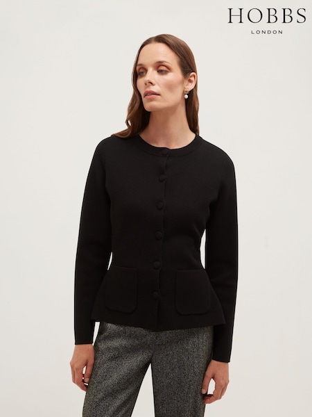 Black - Hobbs Tia Cinched Cardigan