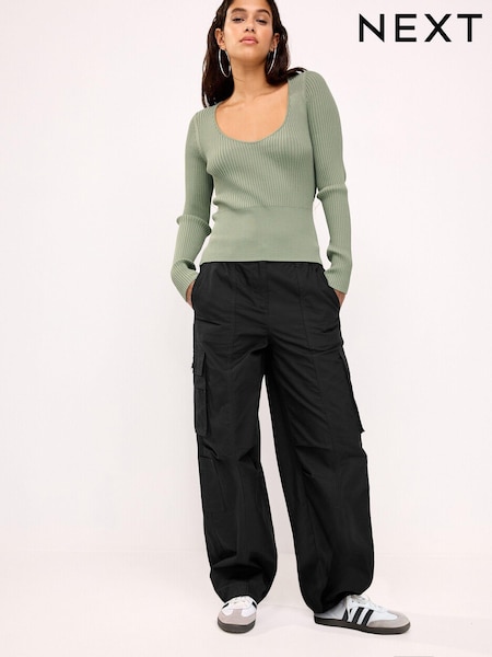 Black Ripstop Cargo Trousers (742054) | €8