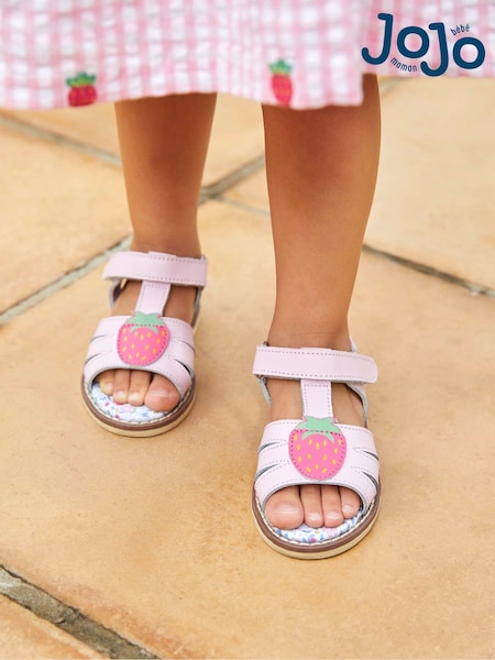 JoJo Maman Bébé Pink Strawberry Appliqué Sandals (742202) | €41