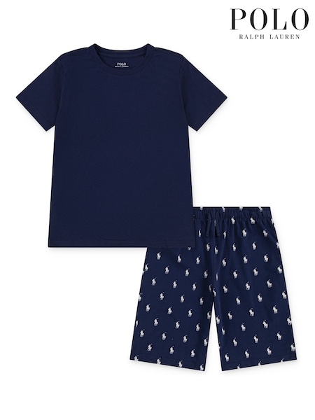 Blue - Polo Ralph Lauren Bear Jersey Short Sleep Set