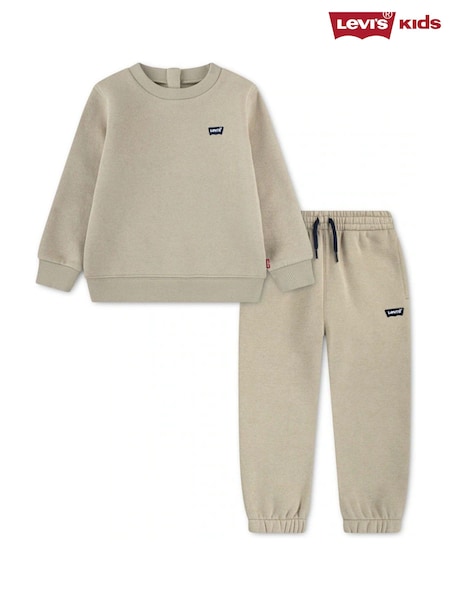 لون طبيعي - Levi's® Core Batwing Crew Neck Top And Joggers Set 2 Piece