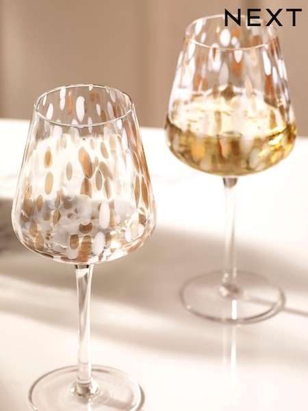 Set of 2 White Confetti Wine Glasses (743965) | €21