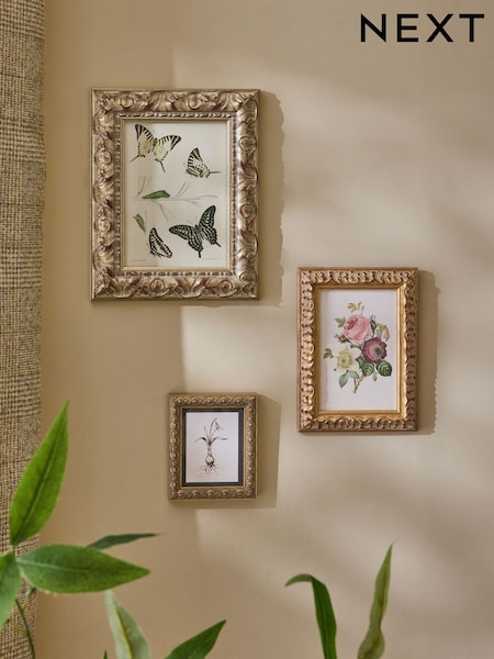 Set Of 3 Ornate Wooden Photo Frames