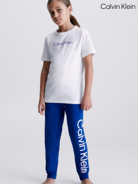 Calvin Klein Girls Blue Modern Cotton Logo Pyjamas Set (744761) | €17