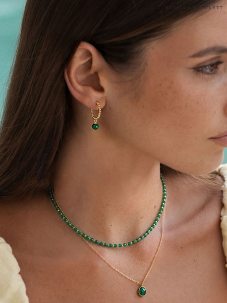 Green - Estella Bartlett Agate Teardrop Pendant Necklace