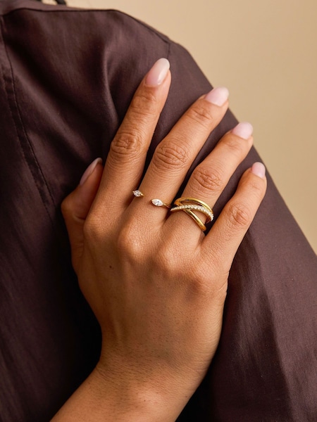 Zelta tonis - The Edit By Estella Bartlett Open Ring With Pave Marquise