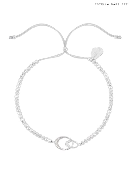 Silver ton - Estella Bartlett sammanlänkade bana ovalt justerbart armband