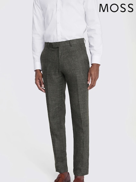 MOSS Khaki Green Tailored Linen Trousers (746431) | €157