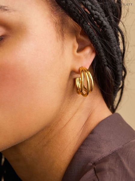 Gold Tone - The Edit By Estella Bartlett Triple Hoop Earrings