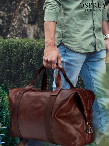 OSPREY LONDON Cognac Brown Toby Vintage Saddle Leather Weekend Bag (746707) | €408