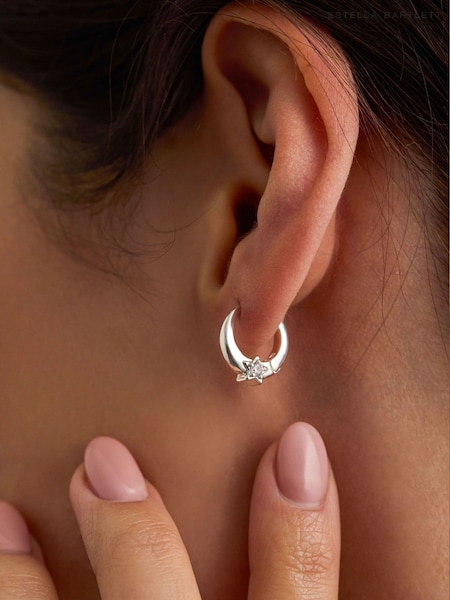 Silver Tone - Estella Bartlett Silver Moon And Star Hoops