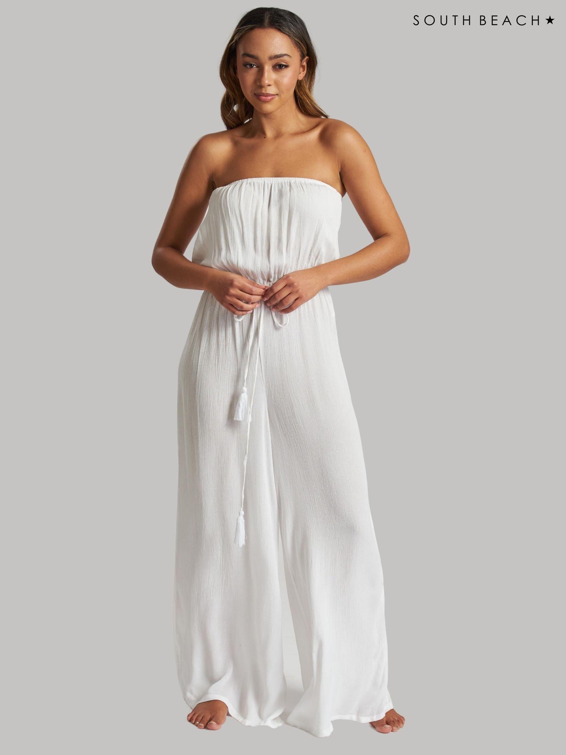 White pleated jumpsuit best sale