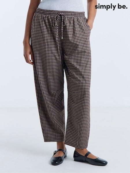 Brown - Simply Be Tie Waist Balloon Leg Trousers