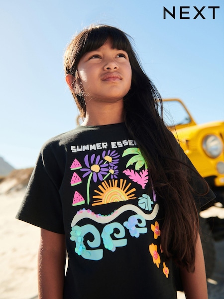 črna - Summer Sequin T-Shirt (3-16yrs) (747446) | € 8 - € 12