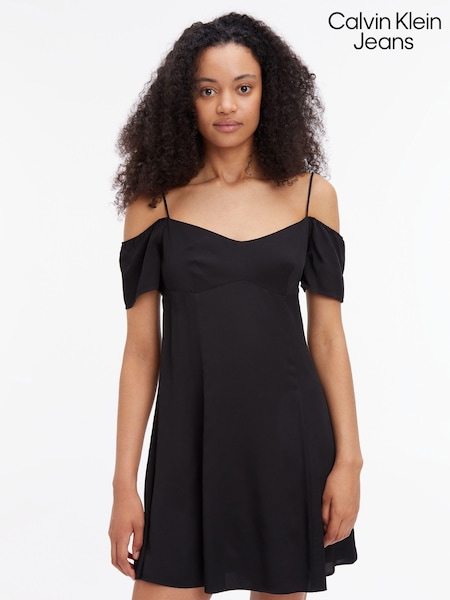 Calvin Klein Jeans Off Shoulder Black Mini Dress (747628) | €49