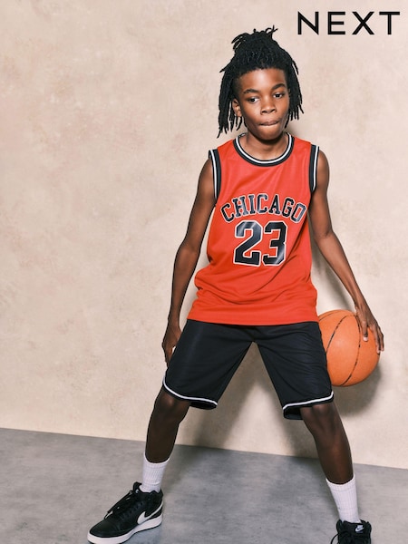 Red Chicago Mesh Vest and Shorts Set (3-16yrs) (747794) | AED30 - AED46