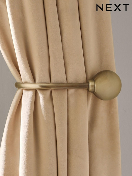 Set of 2 Antique Brass Ball Curtain Holdbacks (748877) | SGD 30