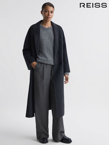 Reiss Grey Valeria Wool Blend Wide Leg Trousers (749550) | AED1,426