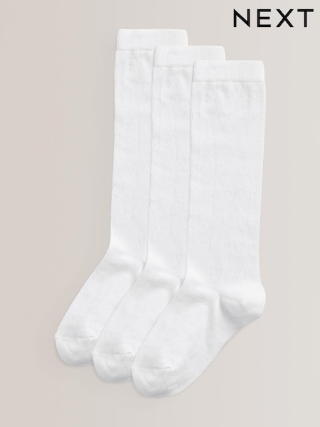 White Heart 3 Pack Cotton Rich Knee High Socks (749617) | $9 - $10
