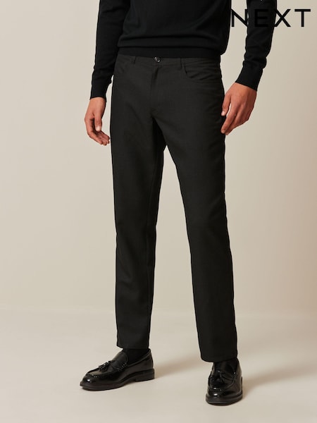 Black Slim Smart Textured 5-Pocket Trousers (750121) | € 10
