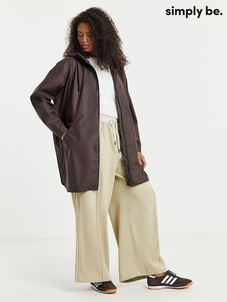 Brown - Simply Be Longline Coated Raincoat