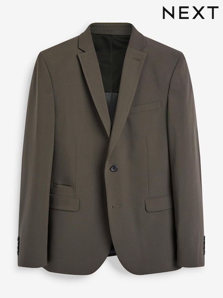 Khaki Green Slim Fit Motion Flex Commuter Suit: Jacket (750641) | €18
