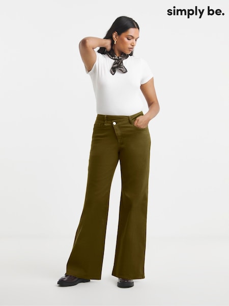 Green - Simply Be Crossover Straight Leg Jeans