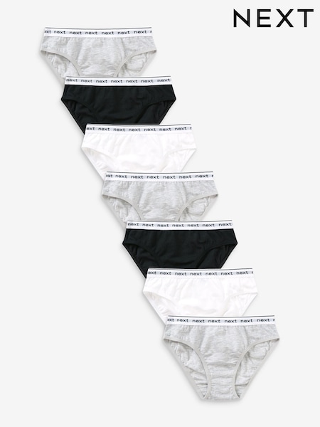 Schwarz/Grau/Weiß - 7 Pack Bikini Briefs (3-16yrs) (751262) | 3 € - 4 €