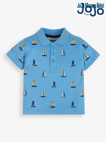 JoJo Maman Bébé Blue Boat Embroidered Polo Shirt (751482) | €25