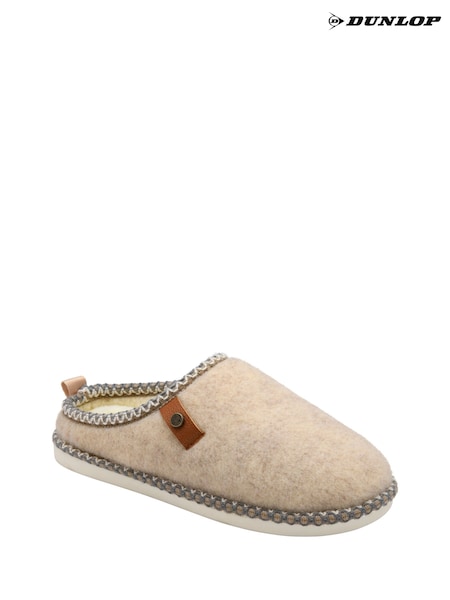 Cream - Dunlop Felt Drop In Mule Slippers