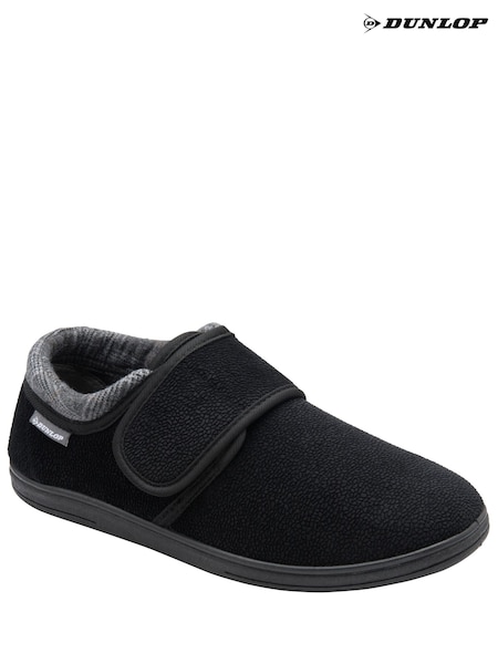 Black - Regular Dunlop Touch Fasten Full Slippers
