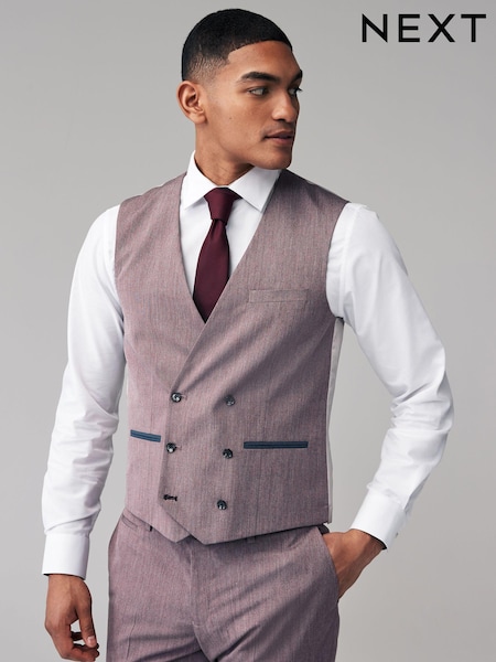 Pink Regular Fit Trimmed Suit Waistcoat (751709) | €17